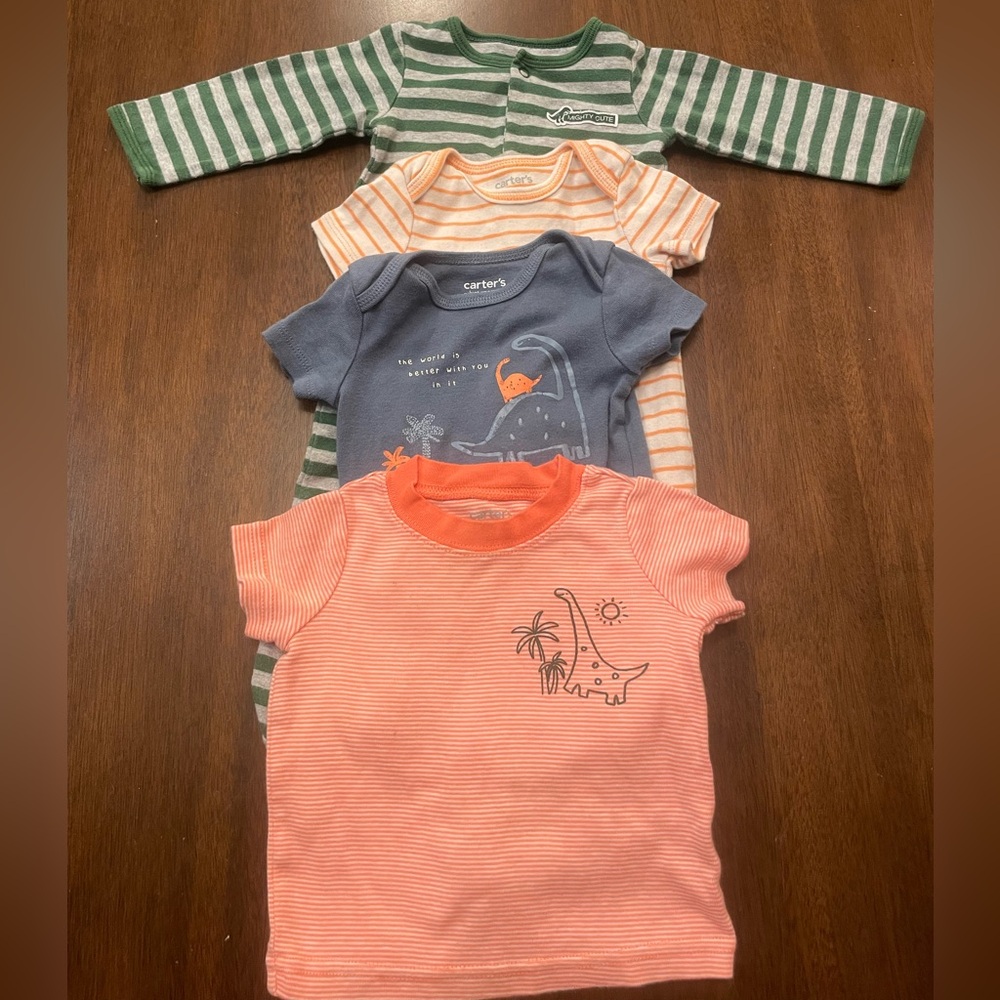 Carter’s Baby Boy Dino Bundle 6M -Footie, Onesies & Tee